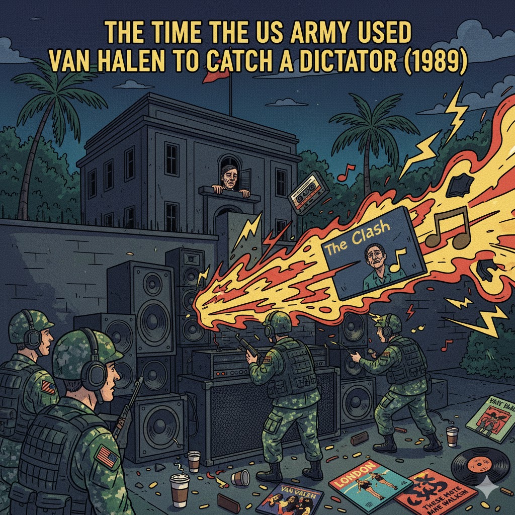 bizzare musical moments- The Time the US Army Used Van Halen to Catch a Dictator